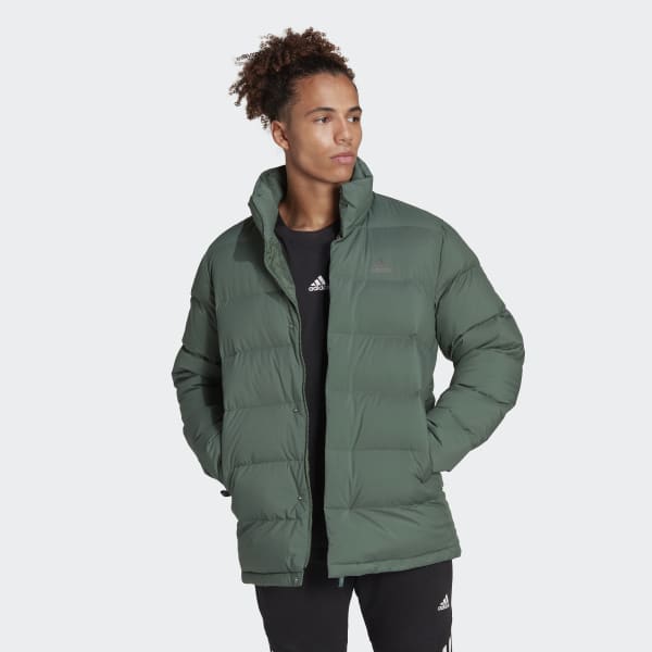 adidas Helionic Mid-Length Down Jacket - Green | Free Delivery | adidas UK