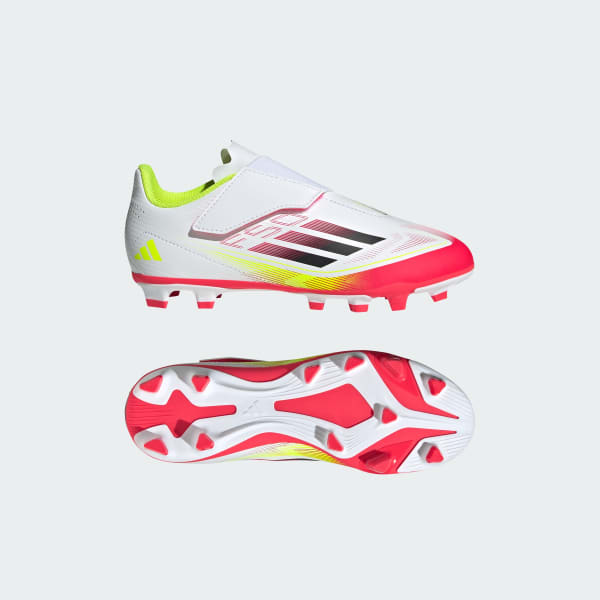 White F50 Club Hook-and-Loop Firm/Multi-Ground Boots Kids