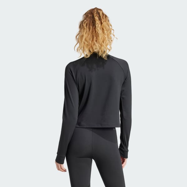 Black Train Essentials Minimal Branding 1/4-Zip Cover Up