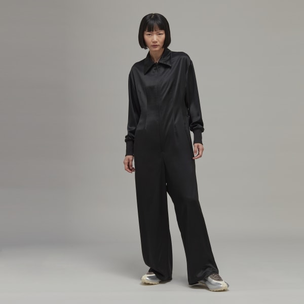 Black Classic Tech Silk Jumpsuit CU348