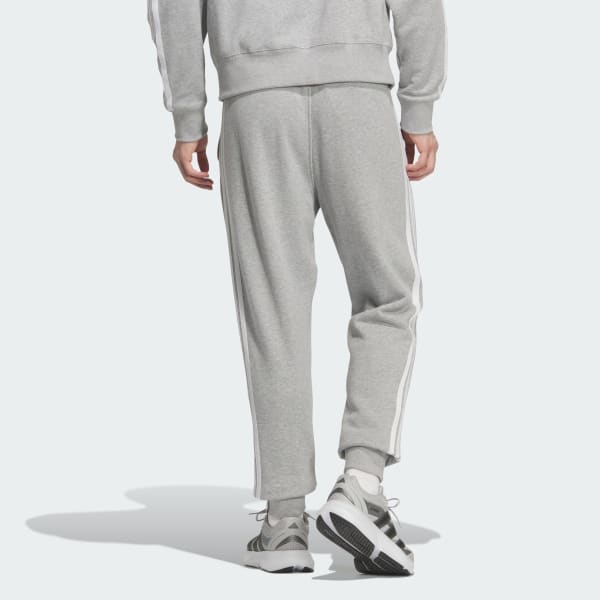 グレー エッセンシャルズ プラス レギュラーフィット スリーストライプス フレンチテリー カフパンツ