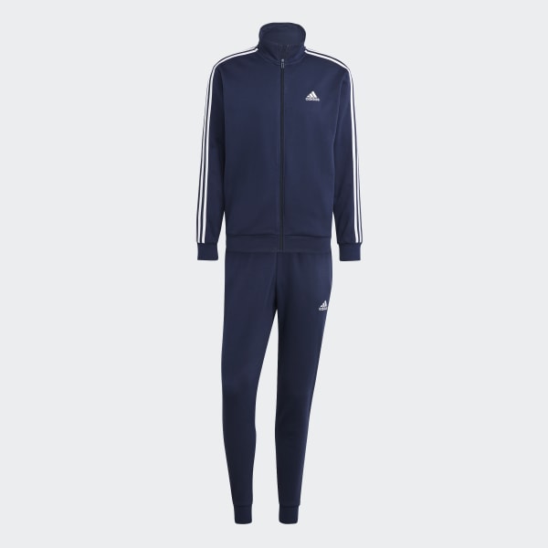 adidas Basic 3-Stripes Fleece Track Suit - Blue Men's Lifestyle | adidas US
