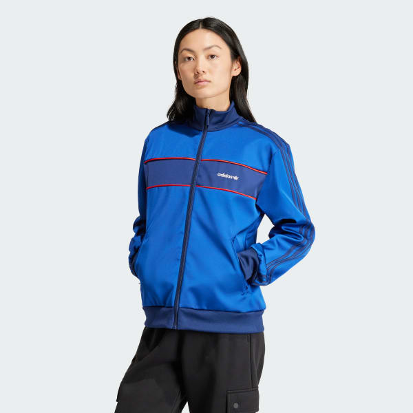 Adidas blue tracksuit top on sale