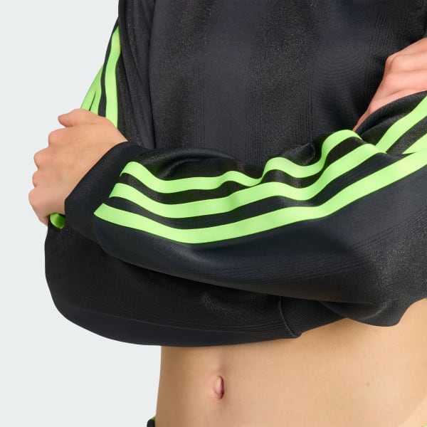 adidas Adicolor Soccer Jacquard Crop Long-Sleeve Top - Black