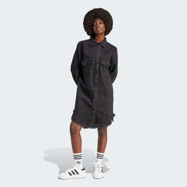 Black adidas Originals x KSENIASCHNAIDER Fringe Shirt Dress