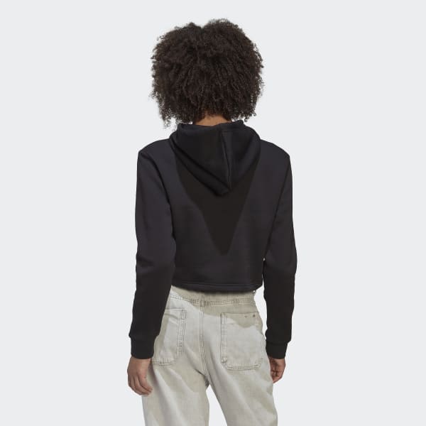 Sort Adicolor Essentials Crop Fleece hættetrøje DVL69