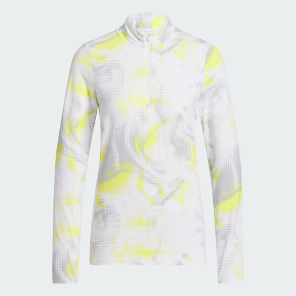 White Ultimate365 Printed Quarter-Zip Mock Polo Shirt