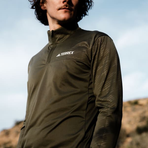 Green Terrex Multi Half-Zip Long Sleeve Tee
