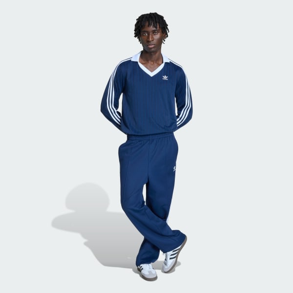 ブルー アディカラー ピケ サッカー長袖Tシャツ