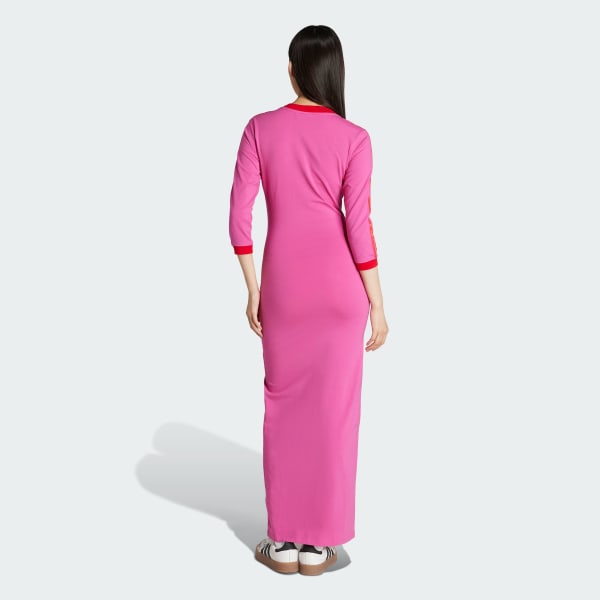 adidas Adicolor Classics 3-Stripes Maxi Dress - Pink | Free
