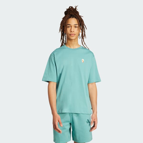 สีเทอร์คอยส์ เสื้อยืดพิมพ์ลาย Dog Sock Patch