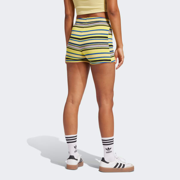 Amarillo Shorts de toalla a rayas