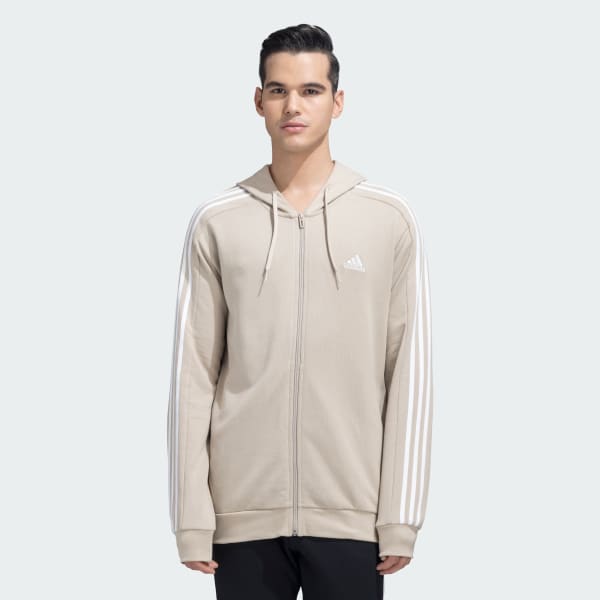 adidas M 3S FT FZ HD Beige adidas India