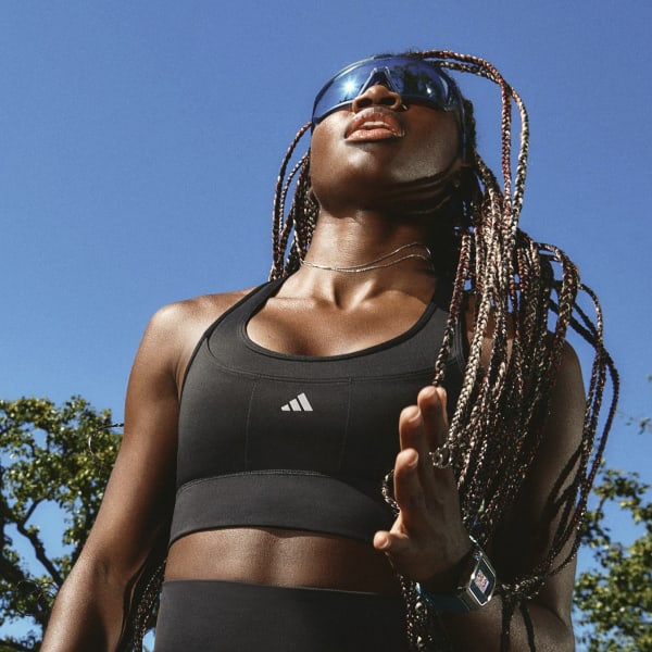 Adidas Womens Believe This Medium Support Sports Bra Black/White -  Cambridge Sportsworld