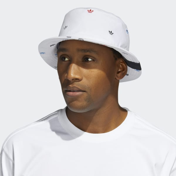 adidas Allover Print Trefoil Bucket Hat - White | Free Shipping with ...