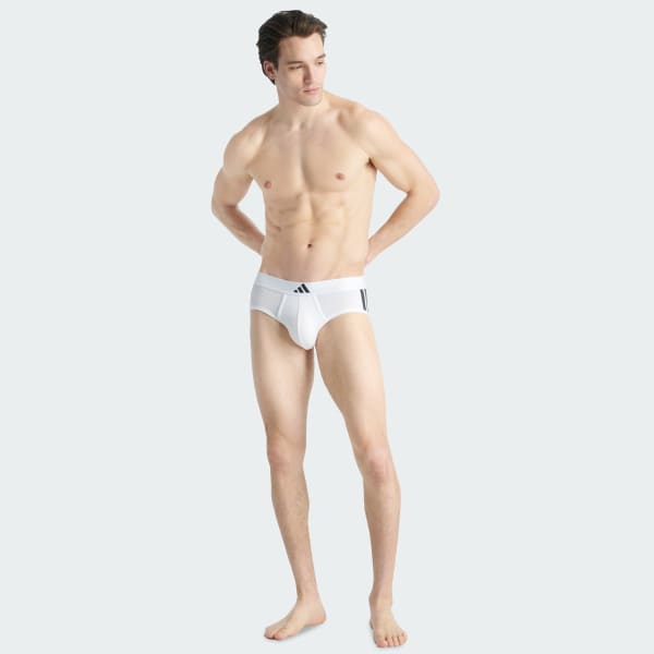 White ACTIVE FLEX COTTON 3 STRIPES LOW RISE BRIEF 2 PACK UNDERWEAR