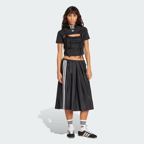 Zwart Ribbon Pleated Maxirok