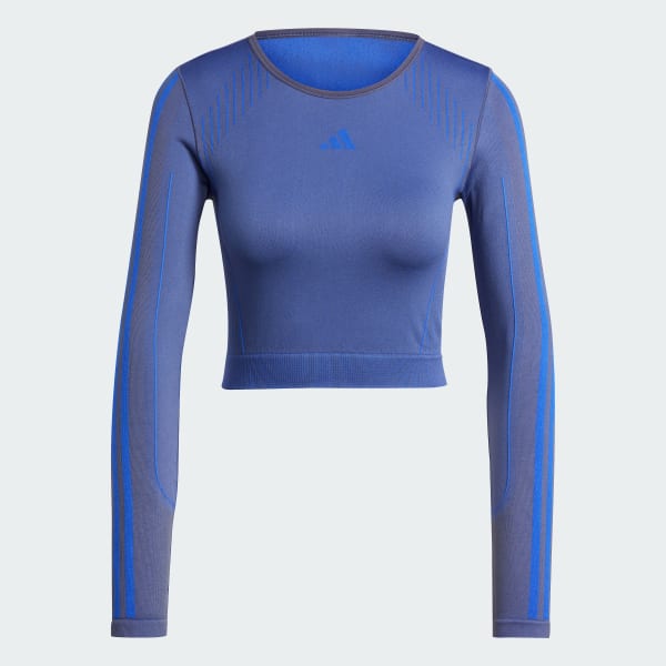 Azul Playera Manga Larga Tejida