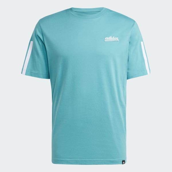 Turquesa Camiseta Estampada Color Script