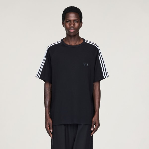 Black Y-3 Short Sleeve Tee 3-Stripes