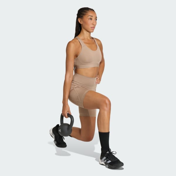 Marrom Legging Curta Optimé Essentials Stash Pocket 7-Inch