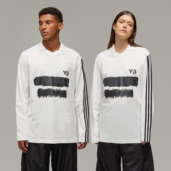 今ならほぼ即納！ adidas Y-3 Graphic Logo Long Sleeve Tee - White | Free 水着・ラッシュガード