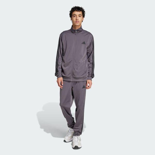 Grau Sportswear Basic 3-Streifen Tricot Trainingsanzug