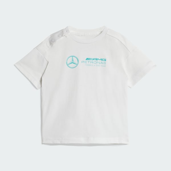 Bialy ZESTAW MERCEDES - AMG PETRONAS FORMULA ONE TEAM DNA BABY SHORT SLEEVE