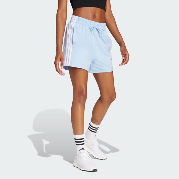 Bleu Short coton 3 bandes Essentials