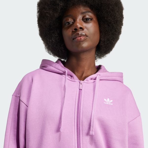 adidas Essentials Full Zip Fleece Hoodie Purple adidas UK