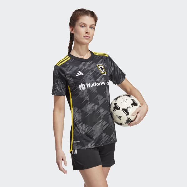 PLAYER ISSUE 2010 Adidas Columbus Crew Away Soccer Jersey Black Yellow  Large
