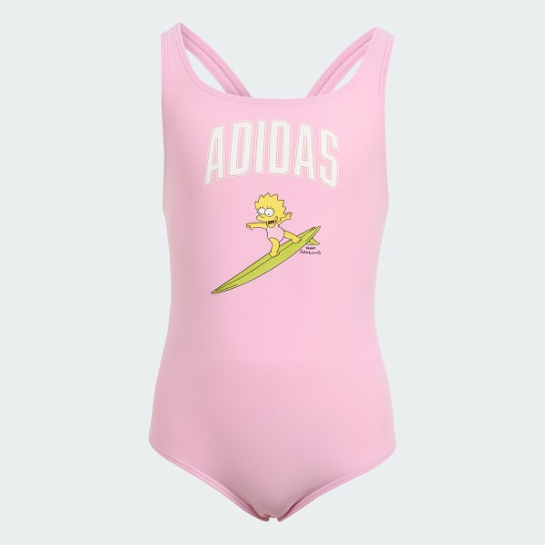 Rosado Traje de natación adidas The Simpsons con espalda en V para niños