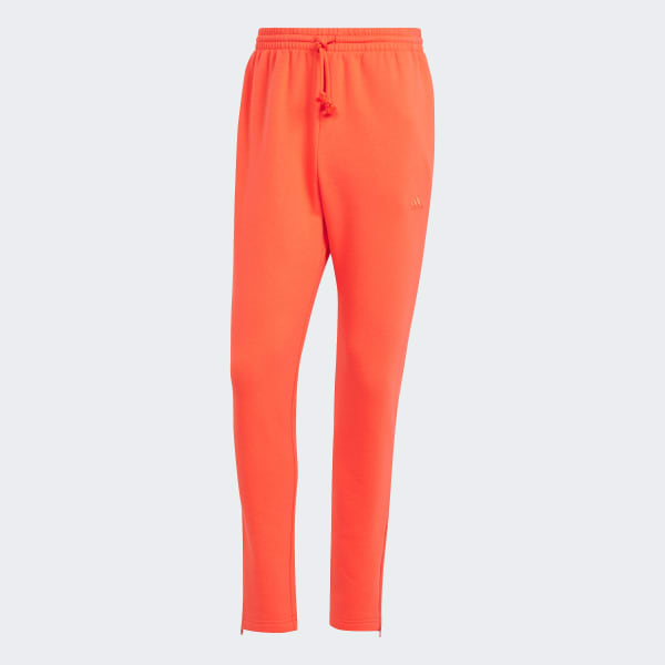 adidas ALL SZN Fleece Tapered Leg Zip Pants - Orange | Free