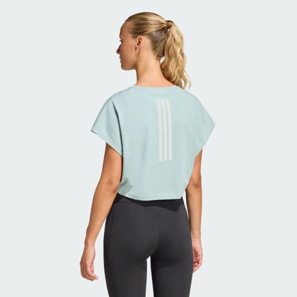 mau-xanh-la Áo Tank Top 3 Sọc Dáng Hộp Lửng Power Workout