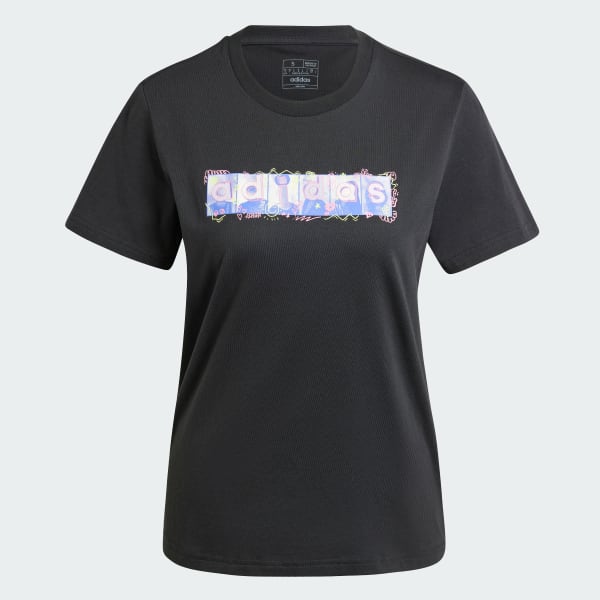 Negro Playera Doodle Estampada