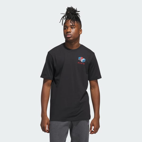 Siyah 3-Stripes Lights Giftbox Graphic Tişört