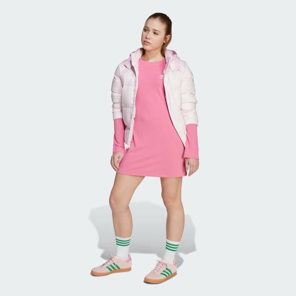 Rosa Wide Rib Long Sleeve Kleid für Kinder