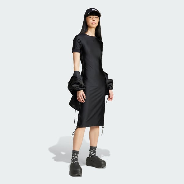 Svart Ruched 3-Stripes Cali Tee Kjole