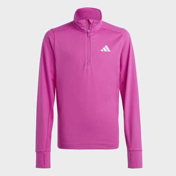 Pink AEROREADY Half-Zip Long Sleeve Tee