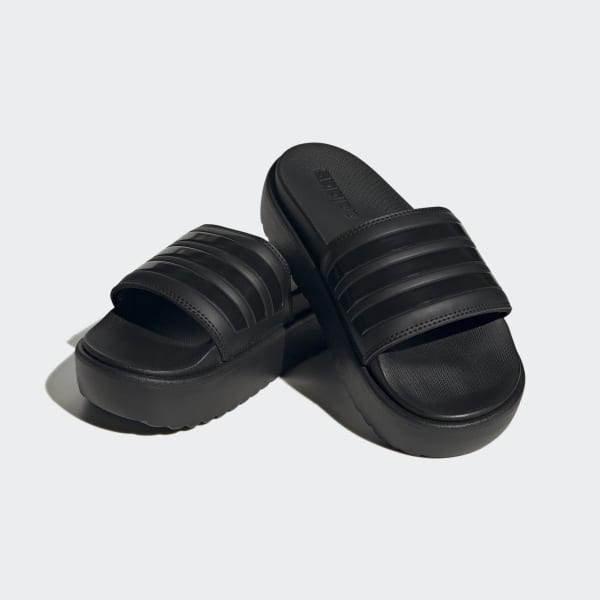 Negro Sandalias Adilette con Plataforma