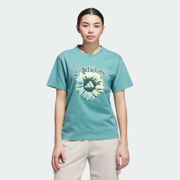 Turquesa Camiseta estampada floral