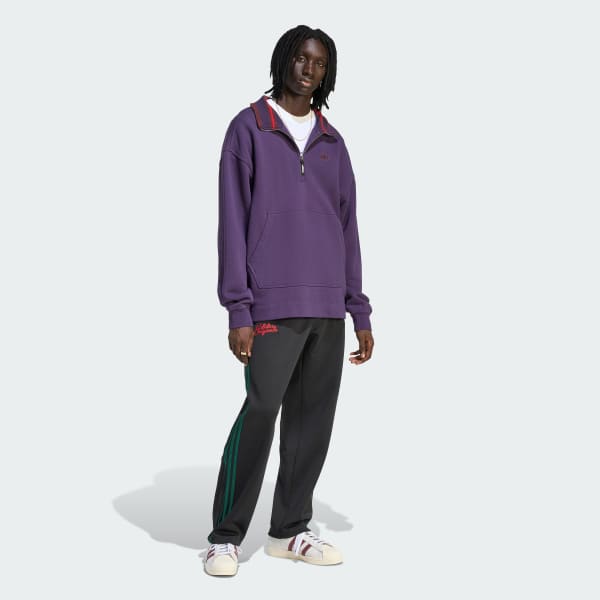 Viola Felpa in pile con grafica e mezza zip ALTERNATIVE SPORT anni '90