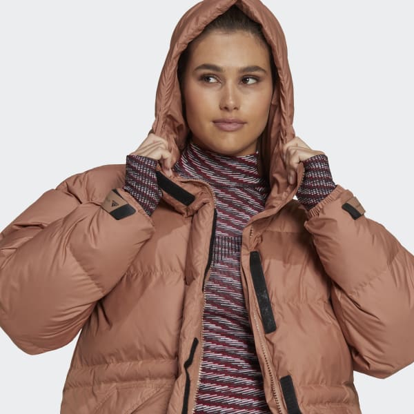 Brown adidas by Stella McCartney Mid-Length Padded Winter Jacket QD082