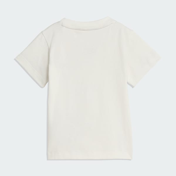 สีชมพู ชุดเสื้อยืดและกางเกงปั่นจักรยานขาสั้นสำหรับเด็ก