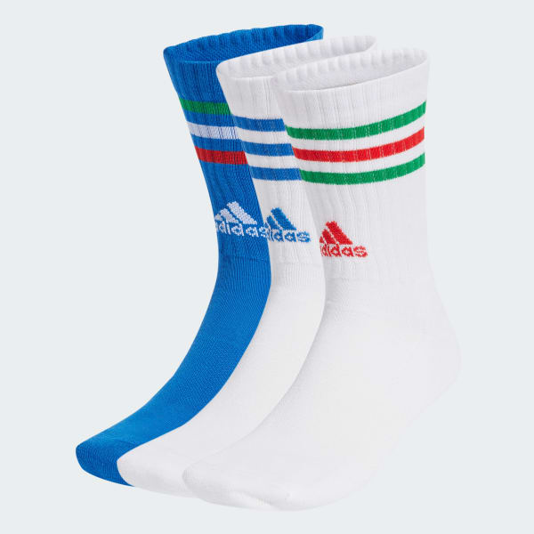 White 3-Stripes Cushioned Crew Socks 3 Pairs