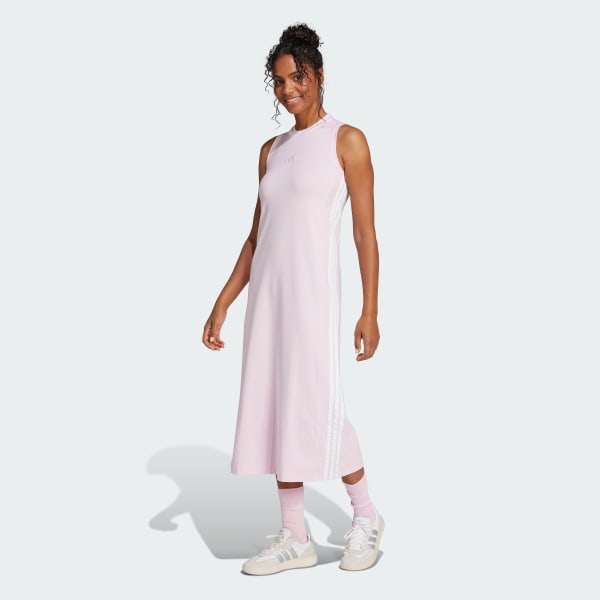 Rosa Essentials 3-Streifen Long Racerback Kleid