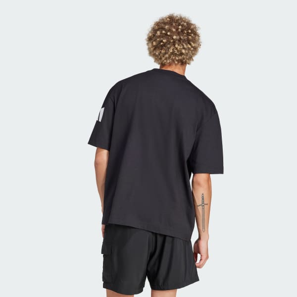 Schwarz Essentials Loose Fit 3 Bar Logo T-Shirt