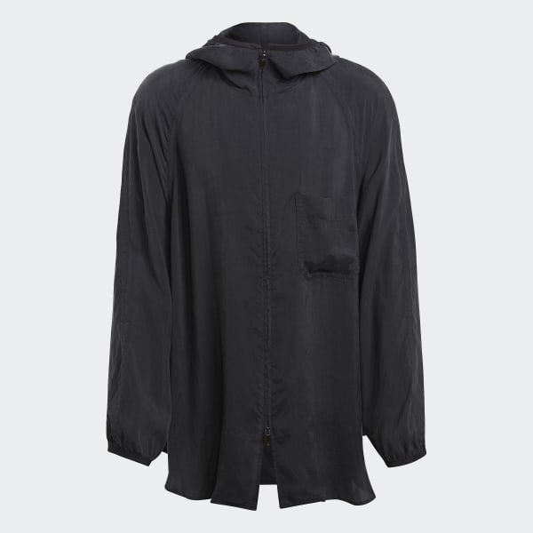 Siyah Y-3 CH3 Sanded Cupro Kapüşonlu Üst ELF18
