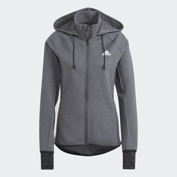adidas Women Designed To Move AEROREADY Full Zip Hoodie Grey adidas New Zealand