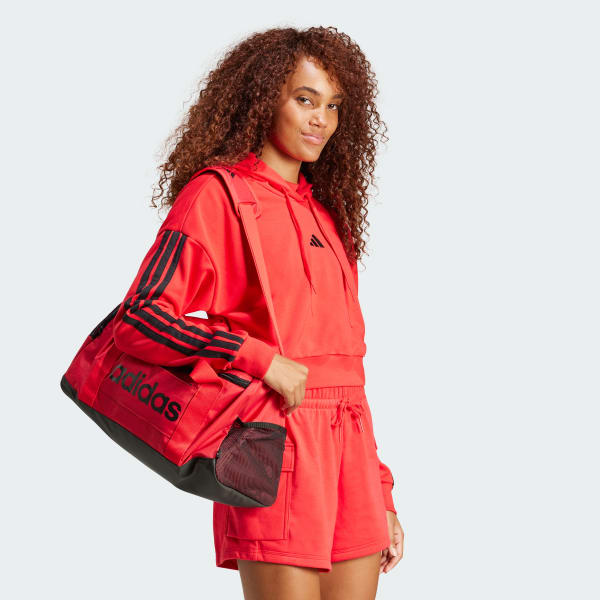Rojo Polera con capucha Essentials French Terry Crop 3 bandas